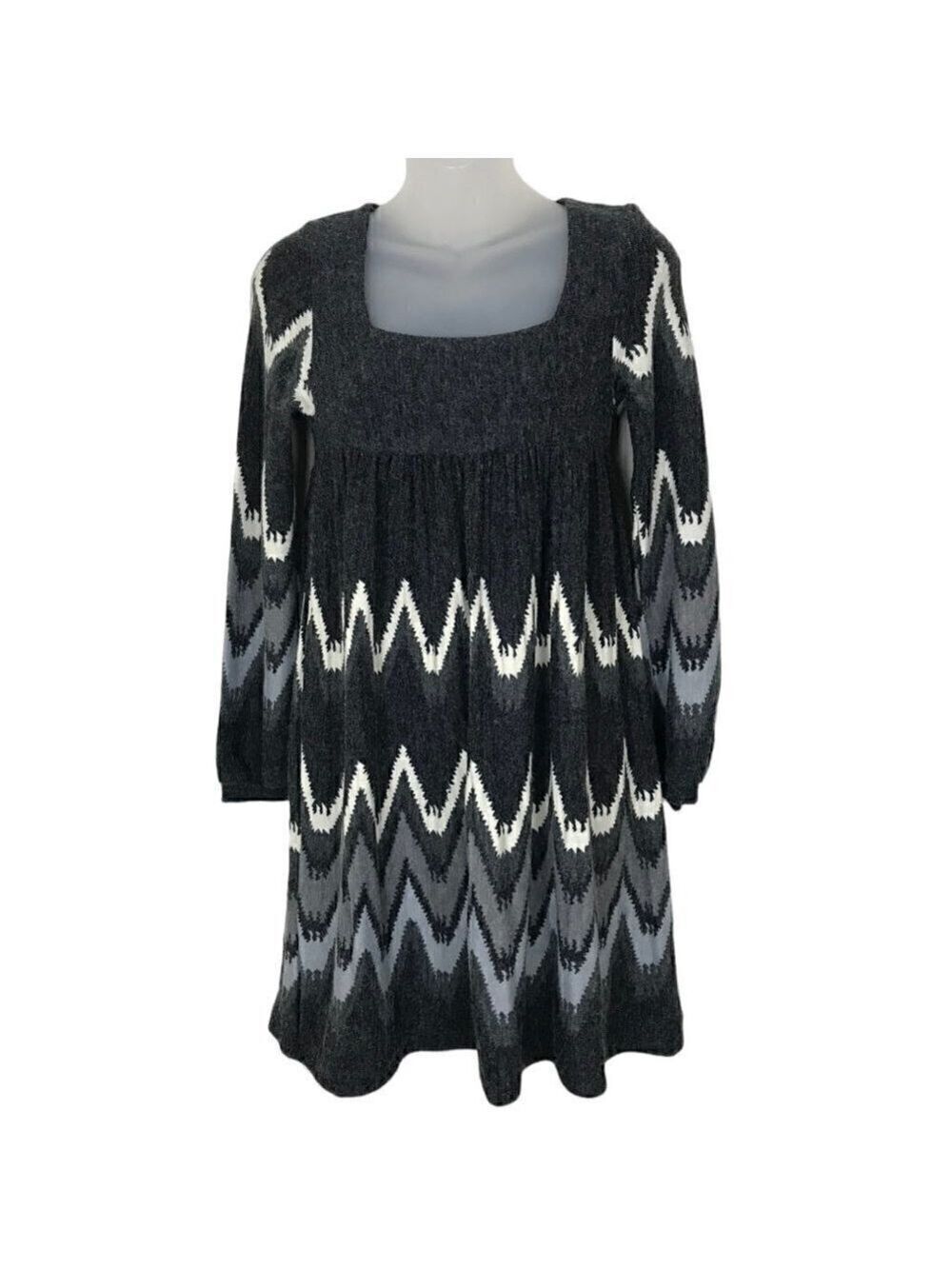 Rebecca Taylor Grey and White Wool Blend Mini Dress Size S